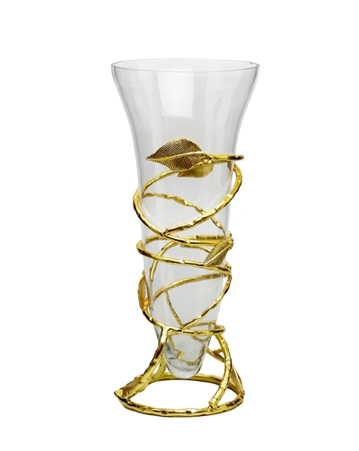 Classic Touch Decor Clear Glass Vase With Removable Gold Leaf Base