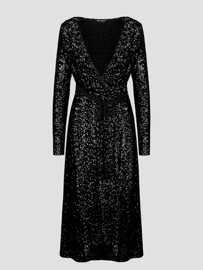 The Andamane Full Sequin Wrap Dress In Black