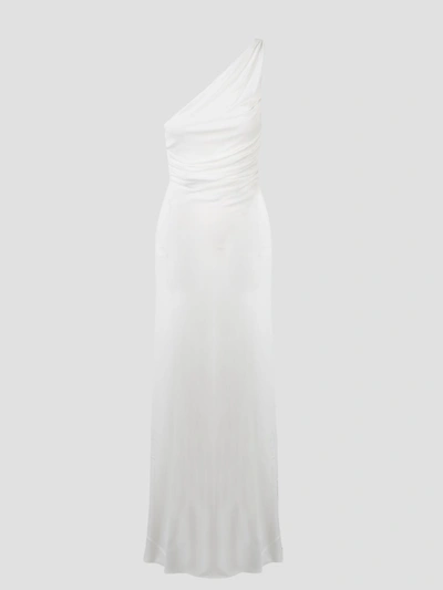 Alberta Ferretti One Shoulder Long Dress In White
