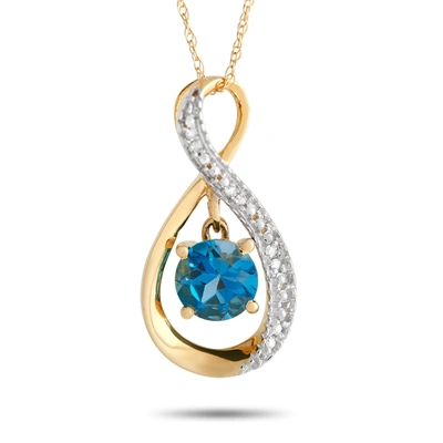 Non Branded Lb Exclusive 14k Yellow Gold 0.03ct Diamond And Topaz Pendant Necklace Pd4-15537 Ybt