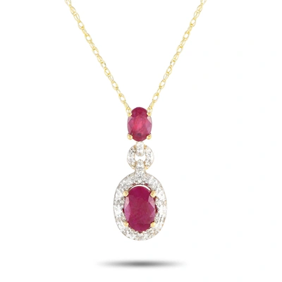 Non Branded Lb Exclusive 14k Yellow Gold 0.08ct Diamond And Ruby Necklace Pd4-16183yru
