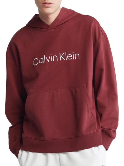 Calvin Klein Mens Logo French Terry Hoodie In Multi