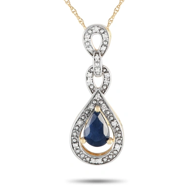 Non Branded Lb Exclusive 14k Yellow Gold 0.08ct Diamond And Sapphire Necklace Pd4-16318ysa