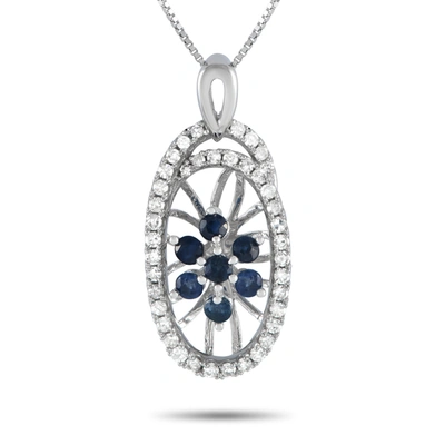 Non Branded Lb Exclusive 14k White Gold 0.22ct Diamond And Sapphire Necklace Pd4-15491wsa