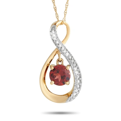 Non Branded Lb Exclusive 14k Yellow Gold Diamond And 0.03ct Garnet Pendant Necklace Pd4-15537yga