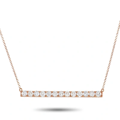 Non Branded Lb Exclusive 18k Rose Gold 1.00 Ct Diamond Bar Necklace Ank-16670-r