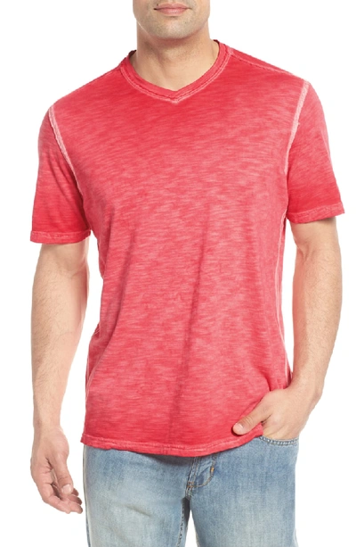 Tommy Bahama Suncoast Shores Long Sleeve V-neck T-shirt In Ribbon Red