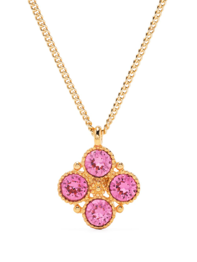 Kenneth Jay Lane Crystal-pendant Cable-link Necklace In Gold