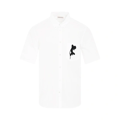 Alexander Mcqueen Orchid Pocket Short Sleeve Shirt In White