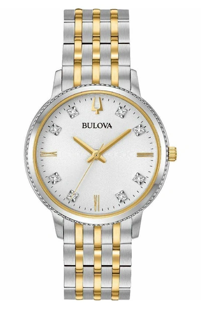 Bulova Diamond Embellished Two-tone Bracelet Watch, 32mm