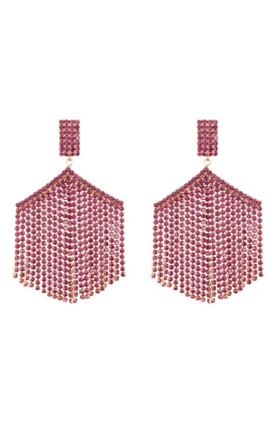 Tasha Crystal Fringe Drop Earrings In Fushia