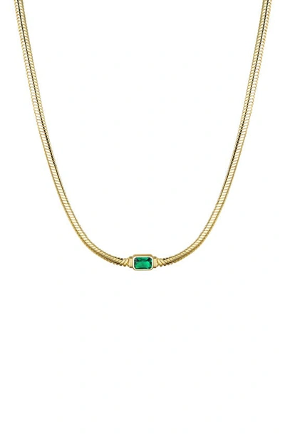 La Rocks Cz Chain Necklace In Emerald