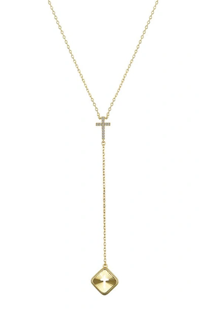 La Rocks Cross Cz Pendant Necklace In Gold