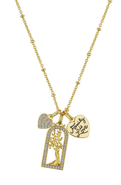 La Rocks Family Is Love Cz Pendant Necklace In Gold