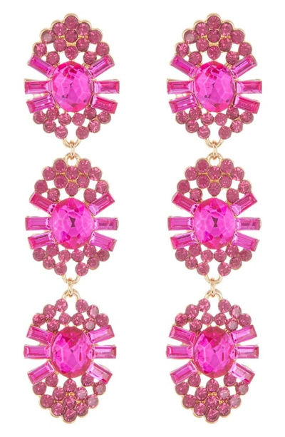 Tasha Pink Crystal Drop Earrings
