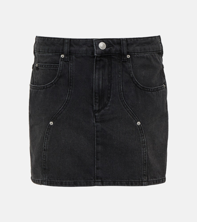 Marant Etoile Vesna Denim Miniskirt In Faded Black