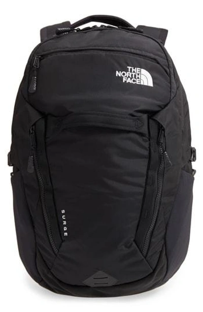 The North Face Surge Backpack - Grey In Zinc Grey Heather/ Sequoia Red