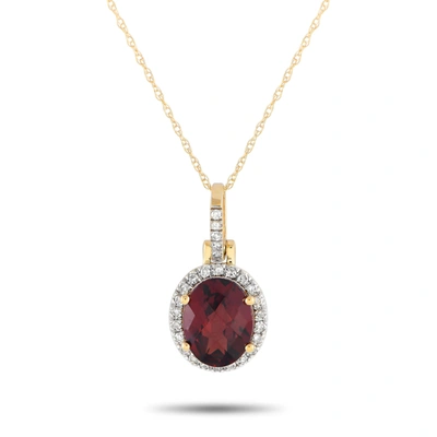 Non Branded Lb Exclusive 14k Yellow Gold 0.13ct Diamond And Garnet Pendant Necklace Pd4-15500yga
