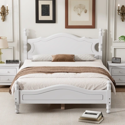 Simplie Fun Full Size Wood Platform Bed Frame In White