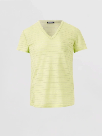 Repeat Cashmere Linen T-shirt With Lurex Stripes In 8170 Soda In Multi