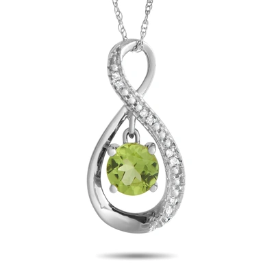 Non Branded Lb Exclusive 14k White Gold 0.03ct Diamond And Peridot Pendant Necklace Pd4-15537wpe