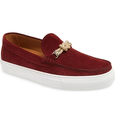 Grand Voyage Bitton Square Knot Loafer In Burgundy Suede