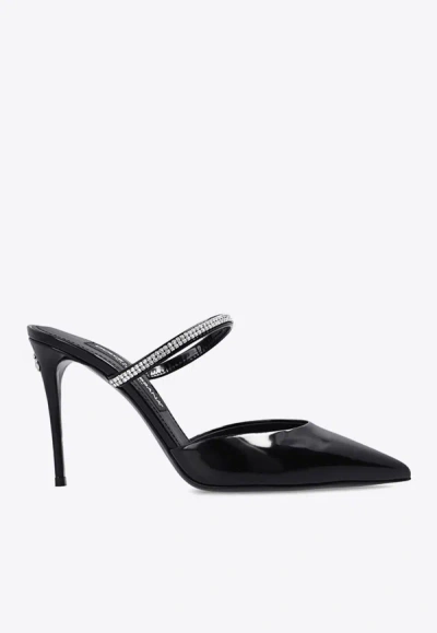 Dolce & Gabbana Cardinale 90 Crystal-embellished Mules In Black