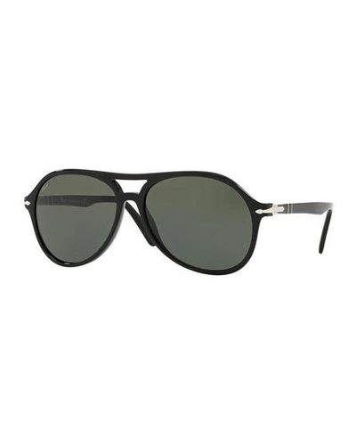 Persol Men's Po3194s Propionate Aviator Sunglasses - Solid Lenses In Black/ Green