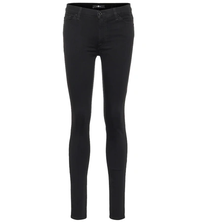 7 For All Mankind Slim Illusion High-rise Skinny Jeans In Black