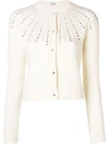 Miu Miu Crystal-embellished Cashmere Cardigan In White