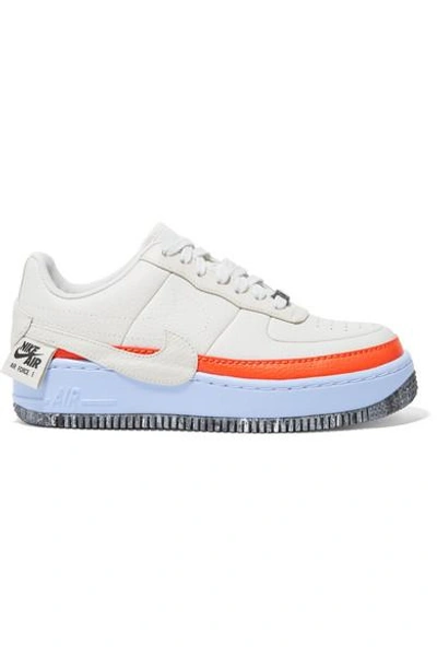 Nike Air Force 1 Jester Xx Textured-leather Sneakers In Light Bone/ Team Orange