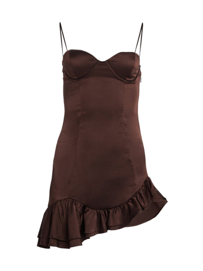 Retroféte Silvana Ruffle-detailing Dress In Dark Chocolate