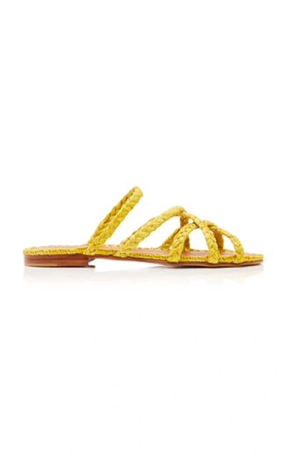 Carrie Forbes Noura Raffia Slides In Yellow