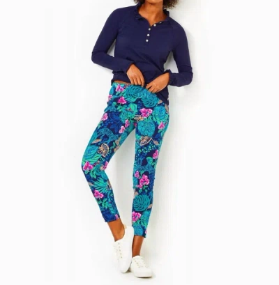 Lilly Pulitzer Corso Pant Upf 50+ In Low Tide Navy Life Of The Party Golf In Multi