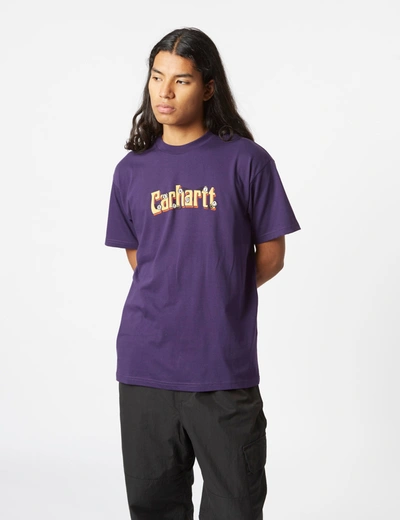 Carhartt Spin Script Regular-fit Organic Cotton-jersey T-shirt In Blue