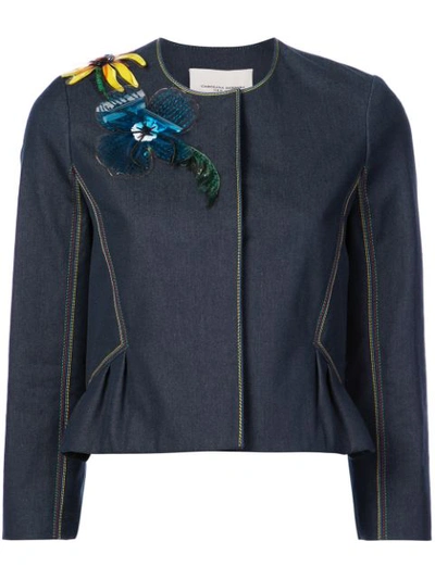 Carolina Herrera Embellished Denim Jacket - Blue