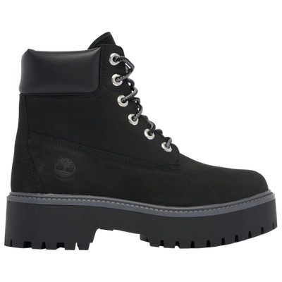 Timberland Womens Black Nubuck Stone Street Leather Platform Boots In Black/black