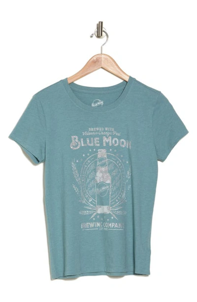 Lucky Brand Blue Moon Glitter Graphic T-shirt In Mineral Blue