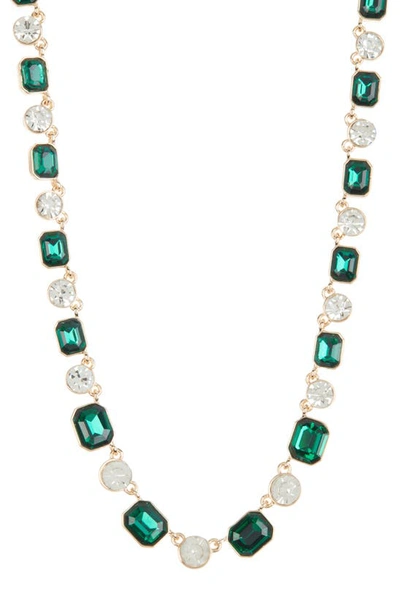 Anne Klein Mixed Crystal Collar Necklace In Gold/ Emerald/ Crystal