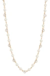 Anne Klein Crystal & Imitation Pearl Collar Necklace In Gold/ Blanc Pearl/ Crystal