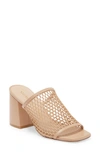 Stuart Weitzman Cayman 85 Block Slide Sandal In Natural/ Adobe