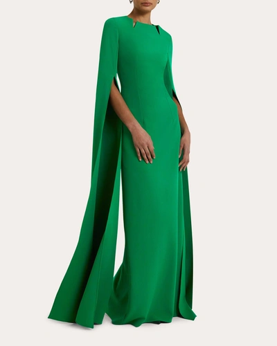Safiyaa Women's Talin Cape-sleeve Gown In Green