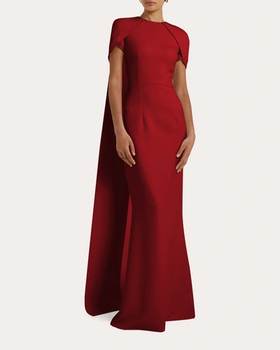 Safiyaa Women's Ginkgo Cape Gown In Red