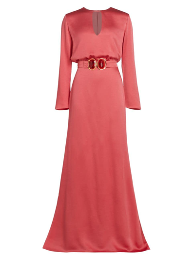 Silvia Tcherassi Ravenna Belted Maxi Dress In Coral