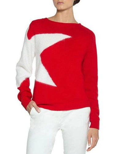 Eleventy Star Wool-mohair Pullover Sweater In Red