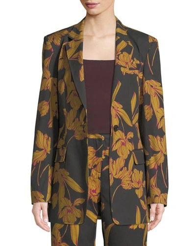 A.l.c Vernay Floral-print Wool/cotton Blazer Jacket