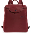 Longchamp Le Pliage Club Nylon Backpack In Garnet Red