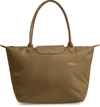 Longchamp Le Pliage Club Large Nylon Shoulder Tote Bag In Khaki