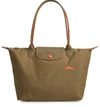 Longchamp Le Pliage Club Medium Shoulder Tote - Brown In Khaki