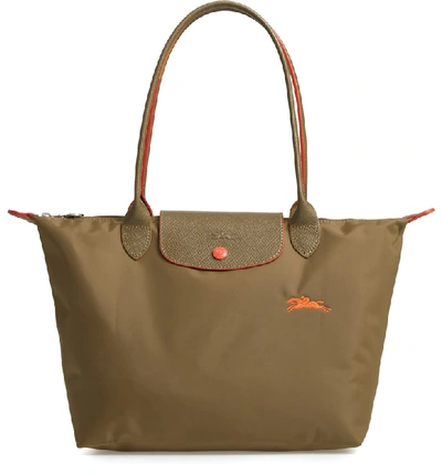 Longchamp Le Pliage Club Medium Shoulder Tote - Brown In Khaki